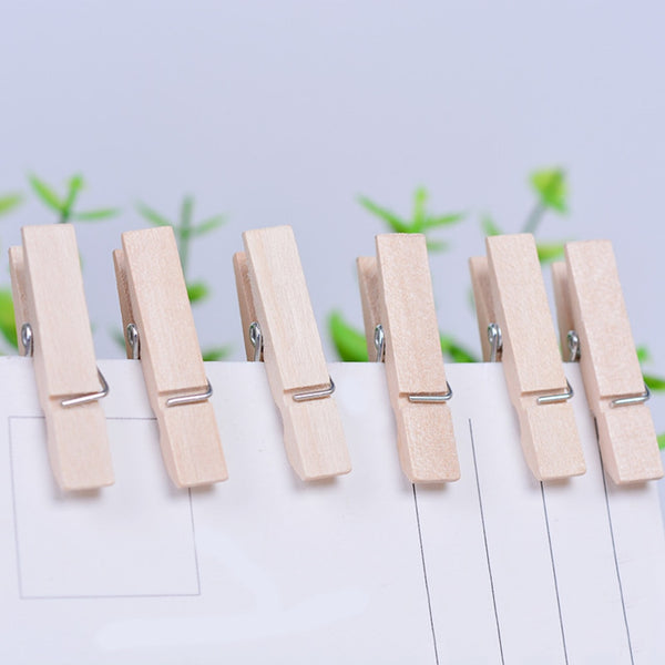 Natural Mini Spring Wood Clips | 50 Pieces/Lot