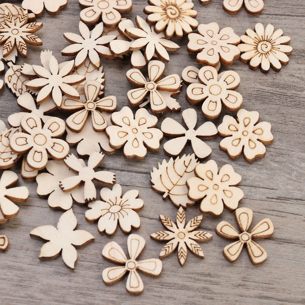 Wooden flower cutouts