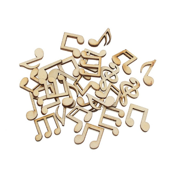 Musical notes wooden slices small