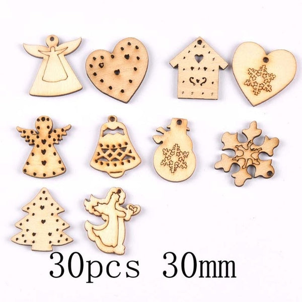 Natural Wooden Christmas Tree Ornaments