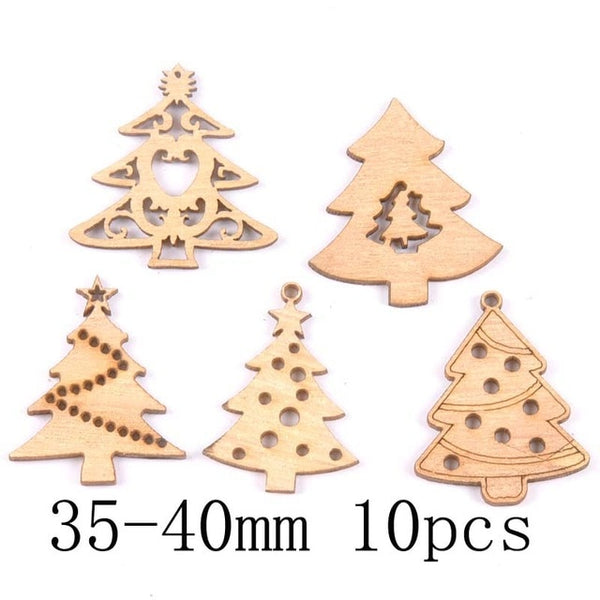 Natural Wooden Christmas Tree Ornaments