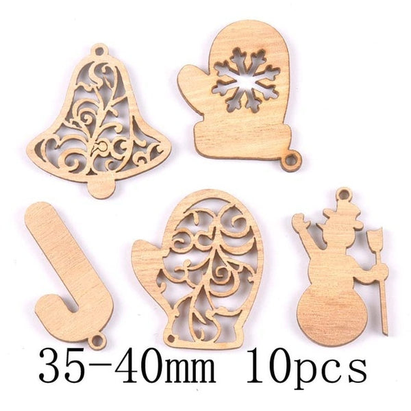 Natural Wooden Christmas Tree Ornaments