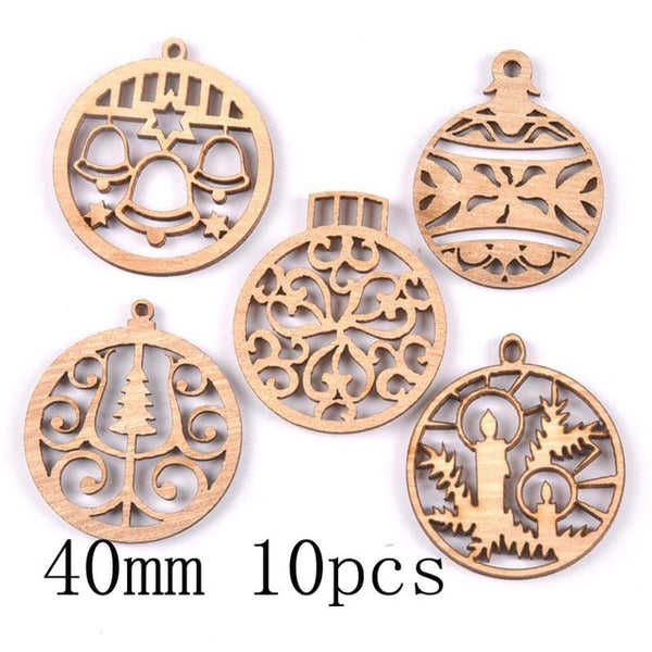 Natural Wooden Christmas Tree Ornaments