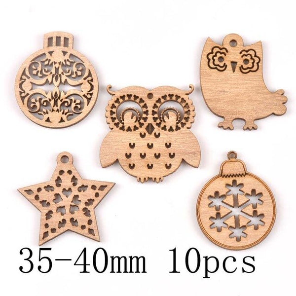 Natural Wooden Christmas Tree Ornaments