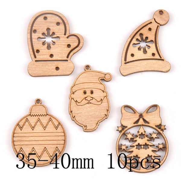 Natural Wooden Christmas Tree Ornaments