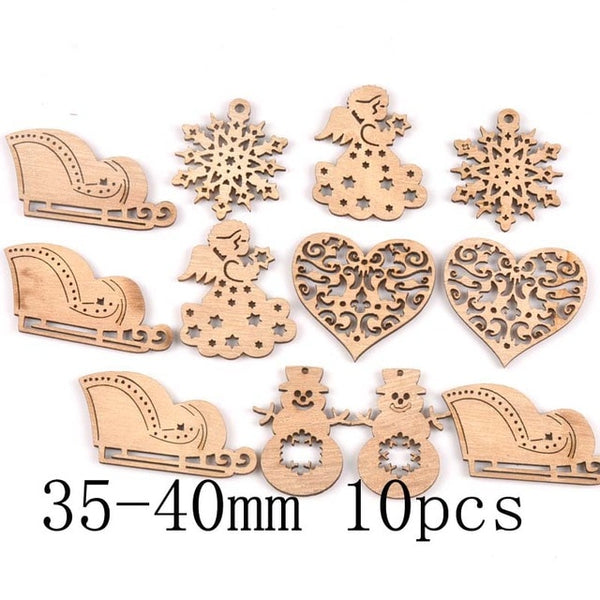 Natural Wooden Christmas Tree Ornaments