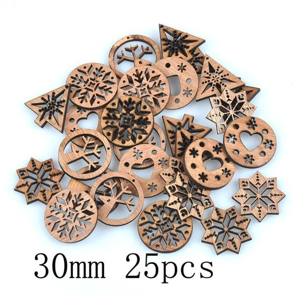 Natural Wooden Christmas Tree Ornaments