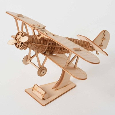 3D wooden toy plane