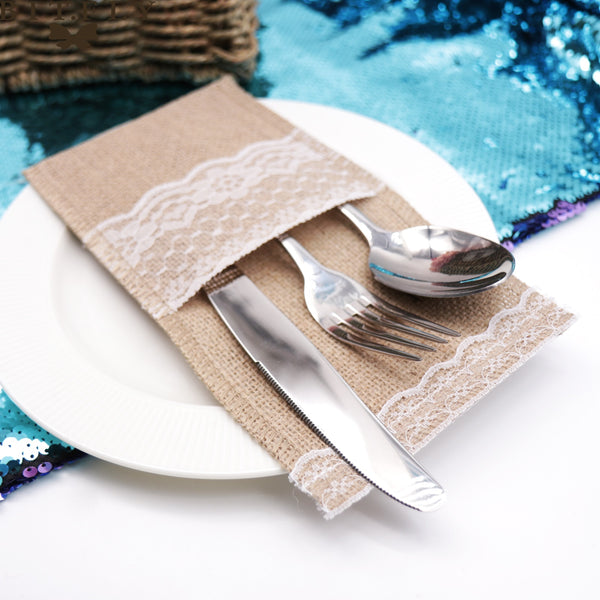 Jute Cutlery Bag For Parties