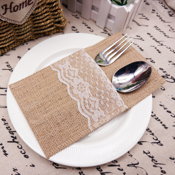 Jute Cutlery Bag For Parties