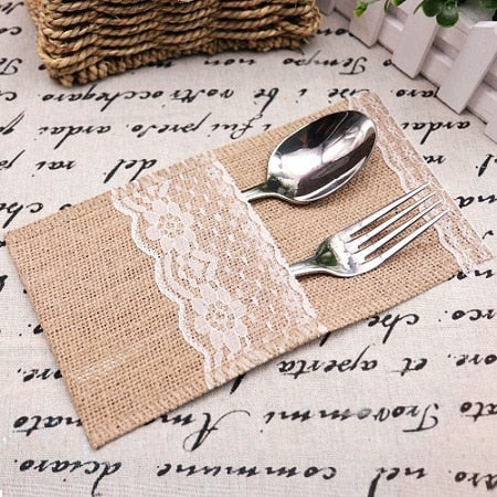 Jute Cutlery Bag For Parties