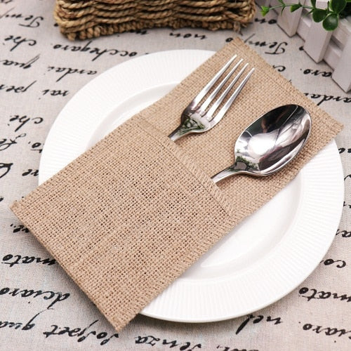 Jute Cutlery Bag For Parties