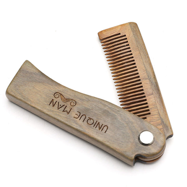 Natural Green Sandal Wood Fold Hair Comb For Men