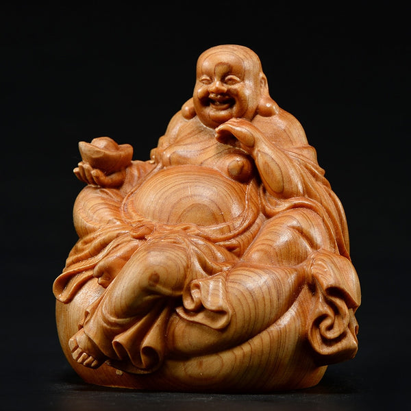 Wooden Laughing Buddha