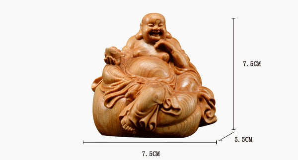 Wooden Laughing Buddha