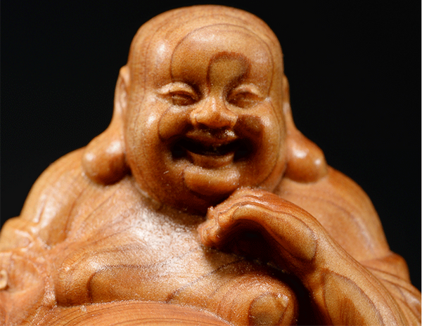 Wooden Laughing Buddha