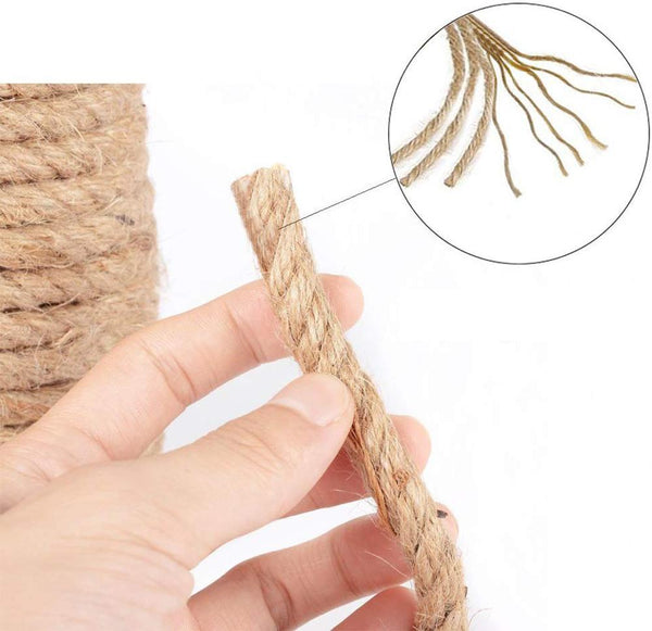 Jute Rope 100% Natural Strong Twisted Hemp Cord, for Gardening, Camping, Climbing, Hanging