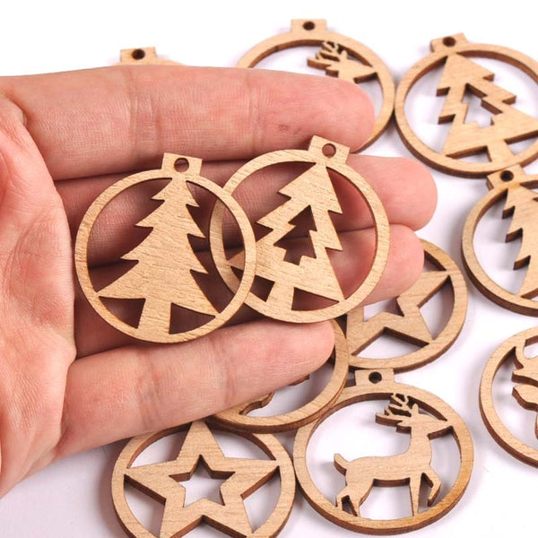 Wooden Christmas Mini Tree Hanging Ornaments