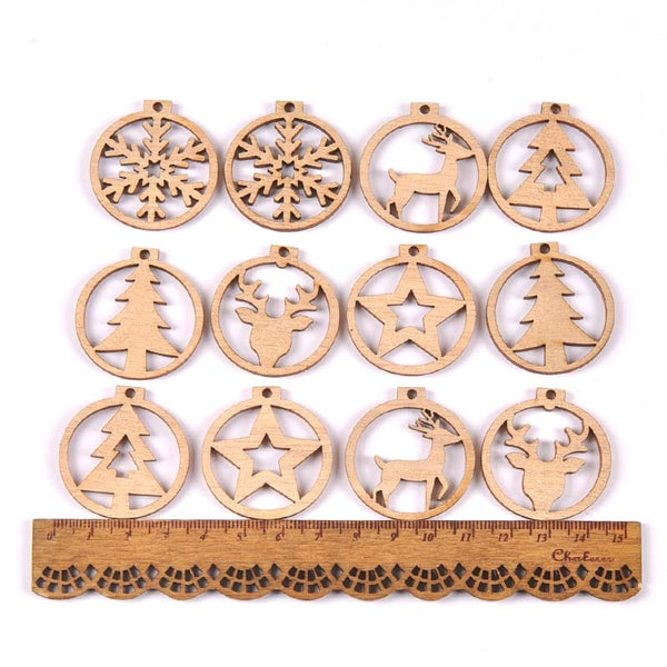 Wooden Christmas Mini Tree Hanging Ornaments