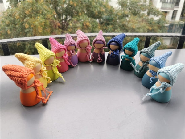 Wooden Rainbow Dolls in Beanies | 6/12pcs