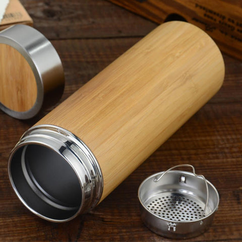 Bamboo stainless flask