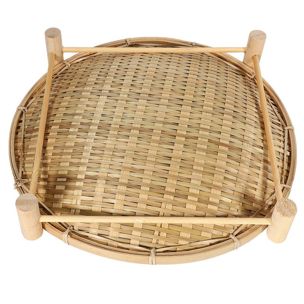 Handmade Woven Bamboo Fruit Basket with Bracket