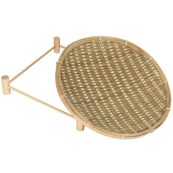 Handmade Woven Bamboo Fruit Basket with Bracket