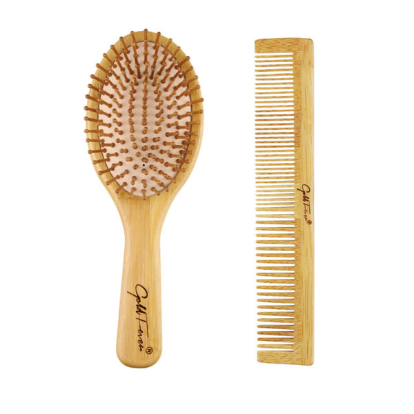 Wooden hair brush and comb