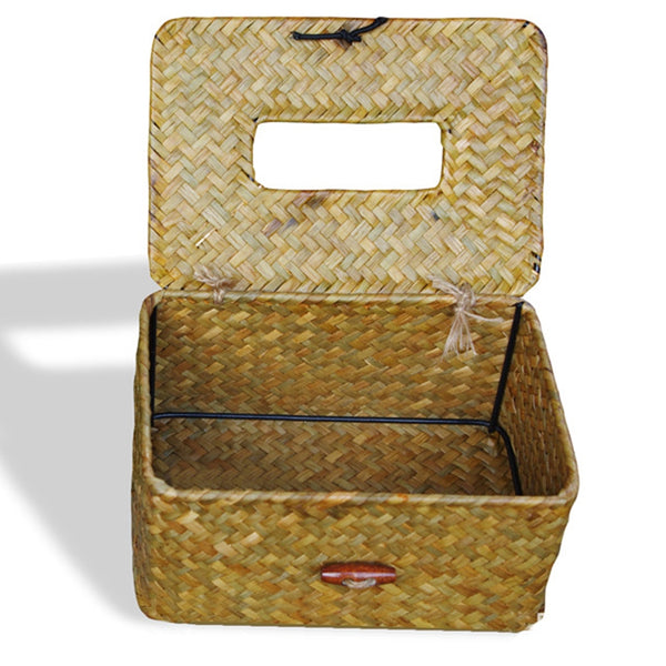 Vintage Handcraft Straw Woven Tissue Box/Napkin Holder