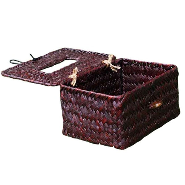 Vintage Handcraft Straw Woven Tissue Box/Napkin Holder