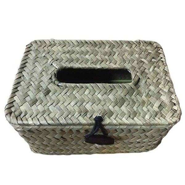 Vintage Handcraft Straw Woven Tissue Box/Napkin Holder