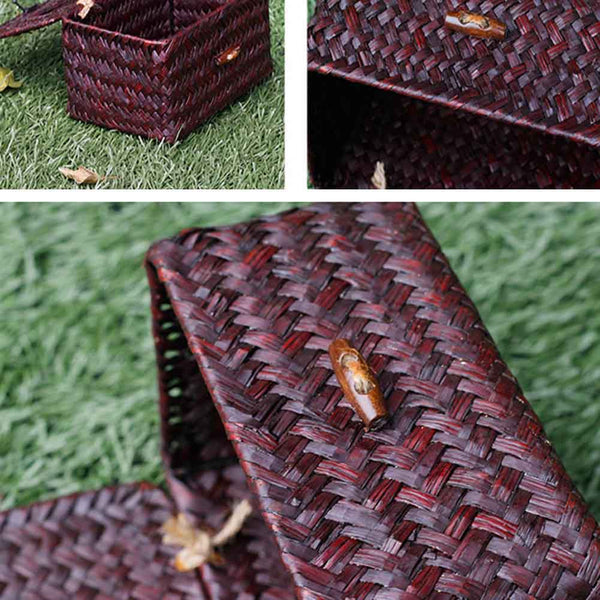 Vintage Handcraft Straw Woven Tissue Box/Napkin Holder