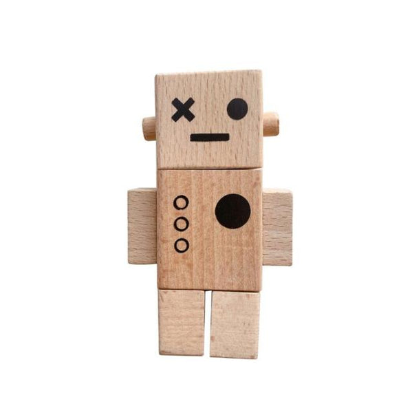 Plain wooden robot toy