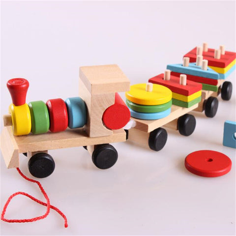 Colorful Wooden Train Truck Set