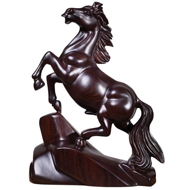 Solid wood horse statue