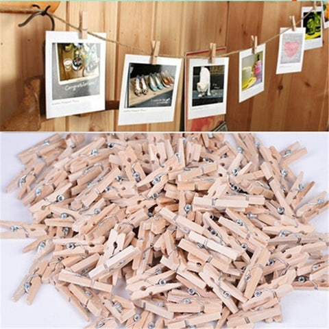 Natural Mini Spring Wood Clips | 50 Pieces/Lot