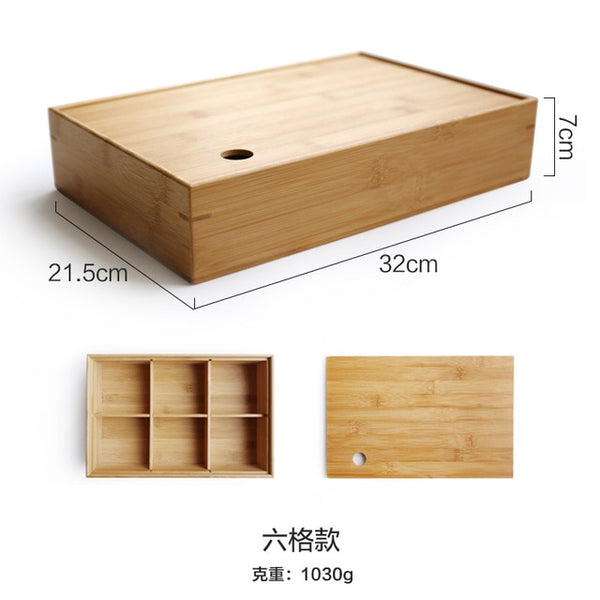 Japanese-style living room bamboo wood storage tray